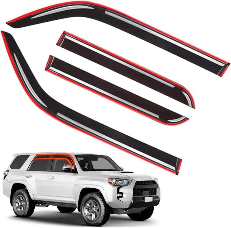 LONGKEES in-Channel Rain Guards for Toyota 4Runner 2010-2024 | Window Deflectors, Vent Window Visors, Wind Guards, Car Window Protector – 4PCS - Image 1